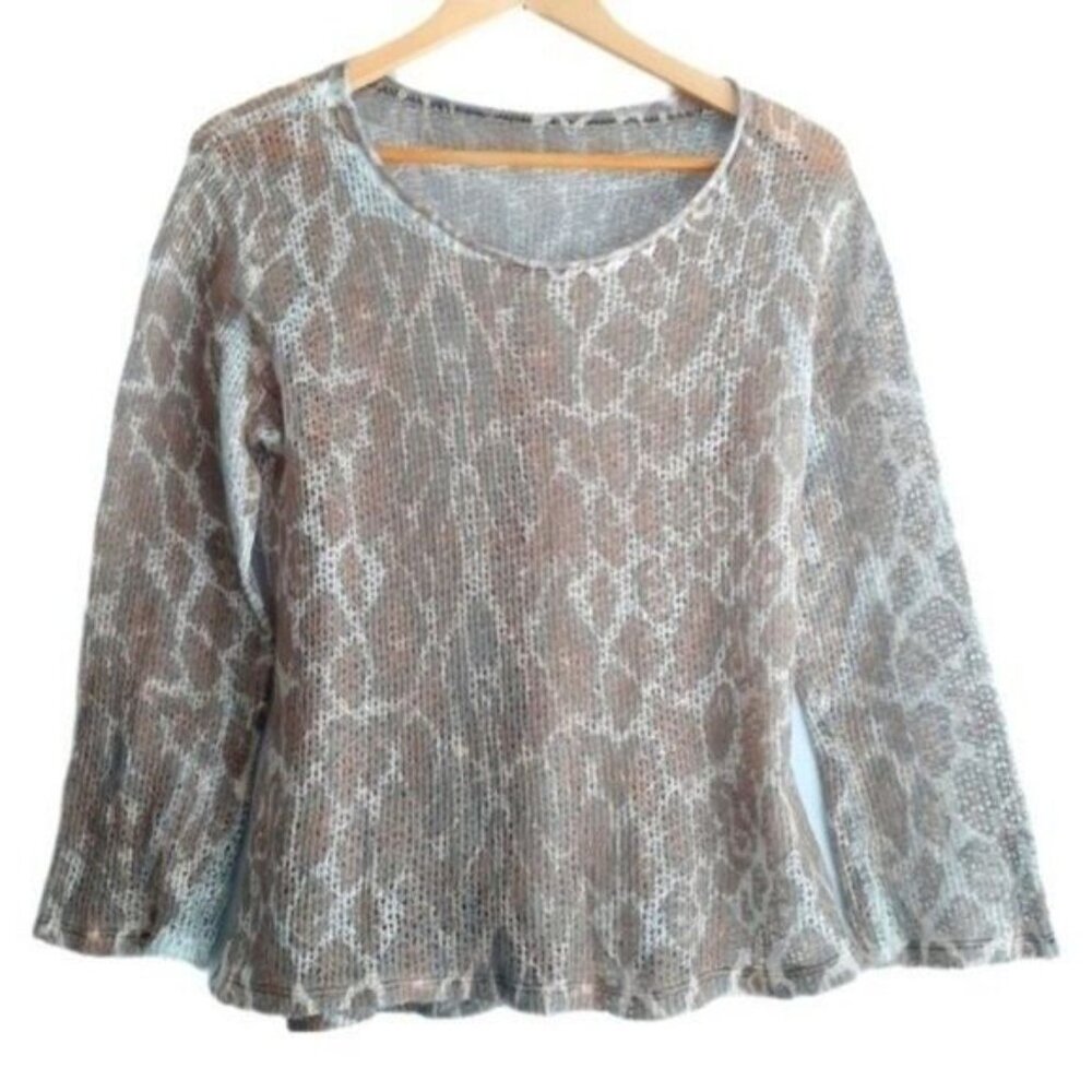 Made in Italy | Leopard Pattern Wool & Mohair Blend Light Top Sz M
